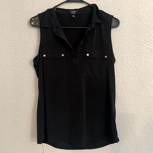 Black collared tank with gold details